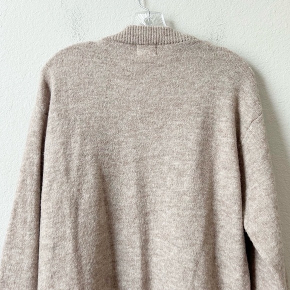 H&M Elegant Heather Tan Beige Open-Front Long Oversized Wool Cardigan Sz M - Picture 10 of 15